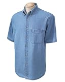 Harriton M550S Short-Sleeve Denim Shirt