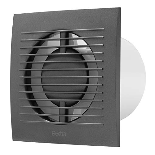 Europplast 100mm Bathroom Extractor Fan with Timer and Humidistat - Anthracite Square Wall Mounted Fan