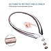 Joyphy Bluetooth Retractable Headphones, Wireless Neckband Headset Noise Cancelling Stereo Earbuds Sports Earphones with Mic (Rose Gold)