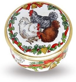 Halcyon Days Enamels 12 Days of Christmas Trinket Box - 3 French Hens