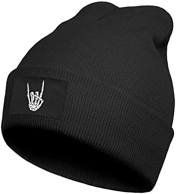 Goth Crescent Moon Embroidery Beanie Hat for Men Women Winter Warm