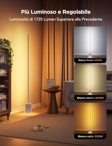 Govee RGBIC Floor Lamp, LED Lights Compatible with Alexa and Matter, 152 cm Dimmable Lights with Remote Control and APP, Sync Music, 82 Scene Modes, Bedside Lamp, Bedroom and Living Room, Grey