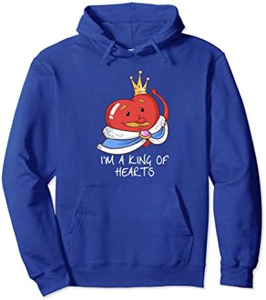 Unisex King of Heart Valentines Day Hoodie for Couples in Love Medium Royal Blue