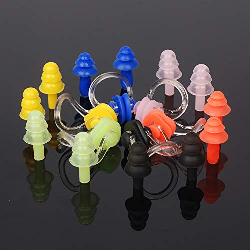 image for INFIN 7 Sets Waterproof Silicone Swimming Ear Plugs and Nose Clip Plug
