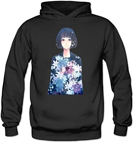 LI JUXIANG Women's Beauty Flowers Girl Hoodie Sweatshirt Medium Black