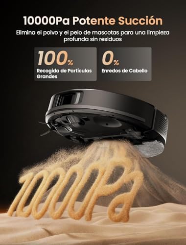 Q20+ Plus Robot Aspirador y Fregasuelos 10000 Pa/200Mins, con 4L Base Autovaciado sin Bolsa, Navegación y Cartografía por Láser por App/Voz/Control, para Suelos/Alfombras y pelos de Mascotas