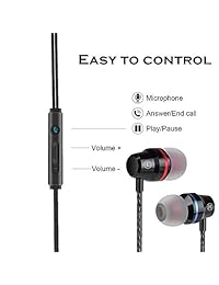 Earbuds Ear Buds in Ear Headphones Wired Earphones with Microphone Mic Stereo and Volume Control Waterproof Metal Wired Earphone for iPhone Samsung Mp3 Players Tablet Laptop 3.5mm