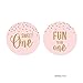 Andaz Press Blush Pink Gold Glitter Girl's 1st Birthday Party Collection, Round Cupcake Topper DIY Party Favors Kit, 20-Pack