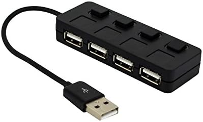 FranLyon 4-Port USB 2.0 Hub with Individual Power Switches and LEDs Mini High Speed Charging Hub with 12.5W Power Adapter and BC 1.1 Charging Support for Android and Windows Mobile Devices(4USB Black)