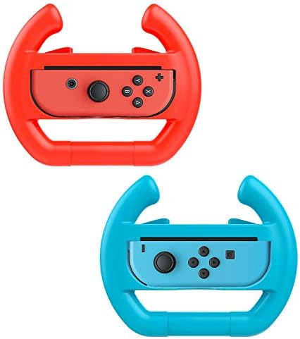 Steering Wheel Grip for Nintendo Switch Joy-Con Controller - 2 Pack Wear-resistant Joy con Handle Grips Accessory Kit Blue+Red EC003L