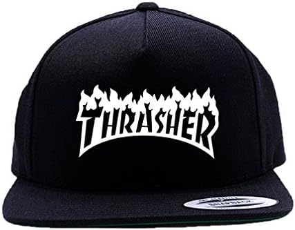 Graphic teez Apparel Thrasher Flames White Logo Black Cap Hat One Size Snapback