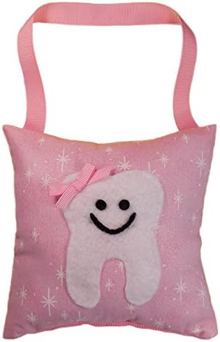 Tooth Fairy Pillow Keepsake, Girl's Stars, Glitter, and Sparkle Design Print - Light Pink