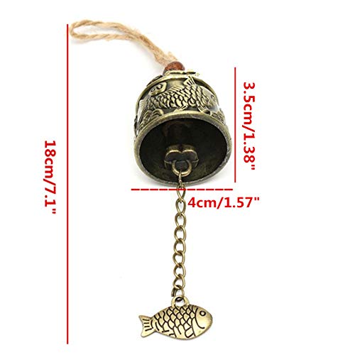 dream_light 2PCS Chinese Traditional Feng Shui Wind Chime,Vintage Style Fish Feng Shui Bell for Good Luck Peace Happiness, Fortune Prosperity,Home Garden Hanging Decorative Gift.