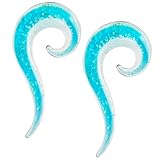 Aqua Glow in the Dark Glass Spiral Hanger Taper Plug Pair 6G 1/2