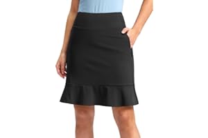 Viodia 20" Knee Length Skorts Skirts for Women with Pockets High Waisted Athletic Tennis Golf Skort for Casual Summer