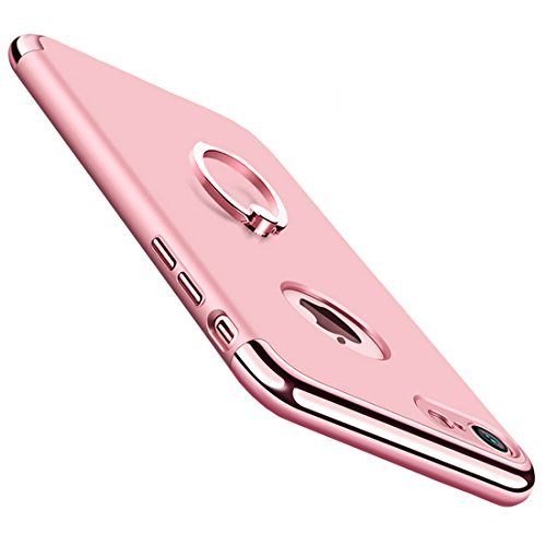YORFORMALS iPhone 7 Case Full-body Protective Cell Phone Cases, Built-in Ring Cell Phone Holder Rose Gold