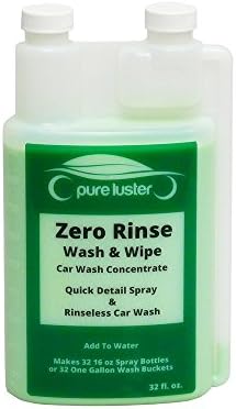 Pure Luster Zero Rinse Wash &amp; Wipe Quick Detail Spray and Rinseless Car Wash Concentrate 32oz.