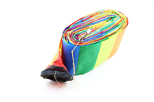 C COMCROSFLY Rainbow Kite Tube Tail Outdoor Windsock with Connector, 65-Feet Kite Tail