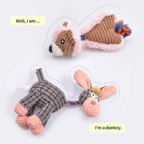 Nocciola 6 Pack Dog Squeaky Toys Three no Stuffing Toy and Three Plush Pet Toys with Stuffing for Small Medium Large