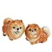 2 Pomeranian Dogs Puppy Miniature Animal Statue Pottery Figurine Ceramic (1:12)