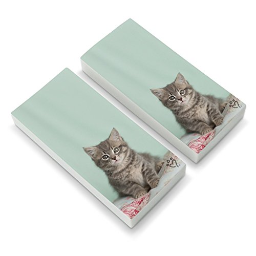 Manx Cat Kitten Bed Sitting Eraser Set of 2