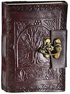 Universal Vintage Leather Celtic Tree of Life Book of Shadows Blank Spell Book