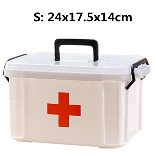 Family Medicine Cabinets, Petforu Household Medical Box EMPTY First Aid Kit Plastic Storage Pill Cases - WHITE S