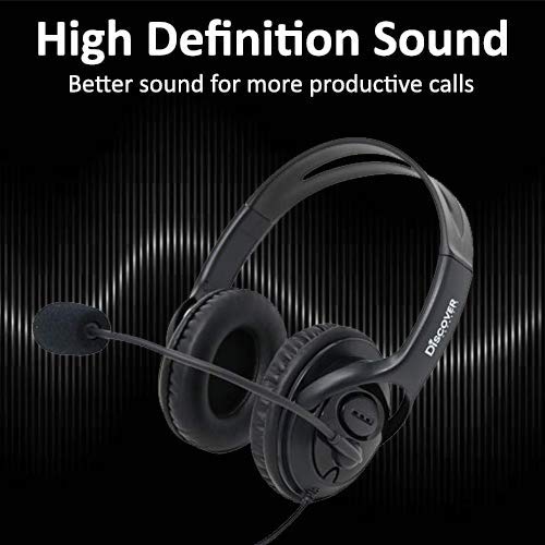 Discover D722U Noise Cancelling USB Wired Headset For Computer Softphone Applications like Ringcentral, Nextiva, 8x8, Jive, Vonage, Cisco, Microsoft Teams, Avaya, Skype, Zoom And More- 3 Year Warranty