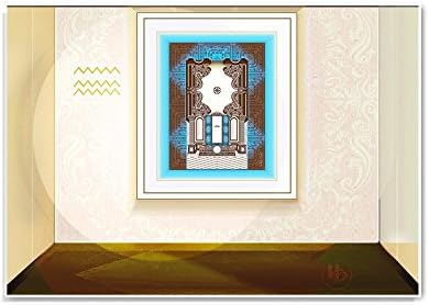 Enigmatic-interior, Intriguing, Digital, Home Decor Art; Museum Quality Fine Art Print, Paper (Brown-Blue, Rectangular, Height-16.9 in)