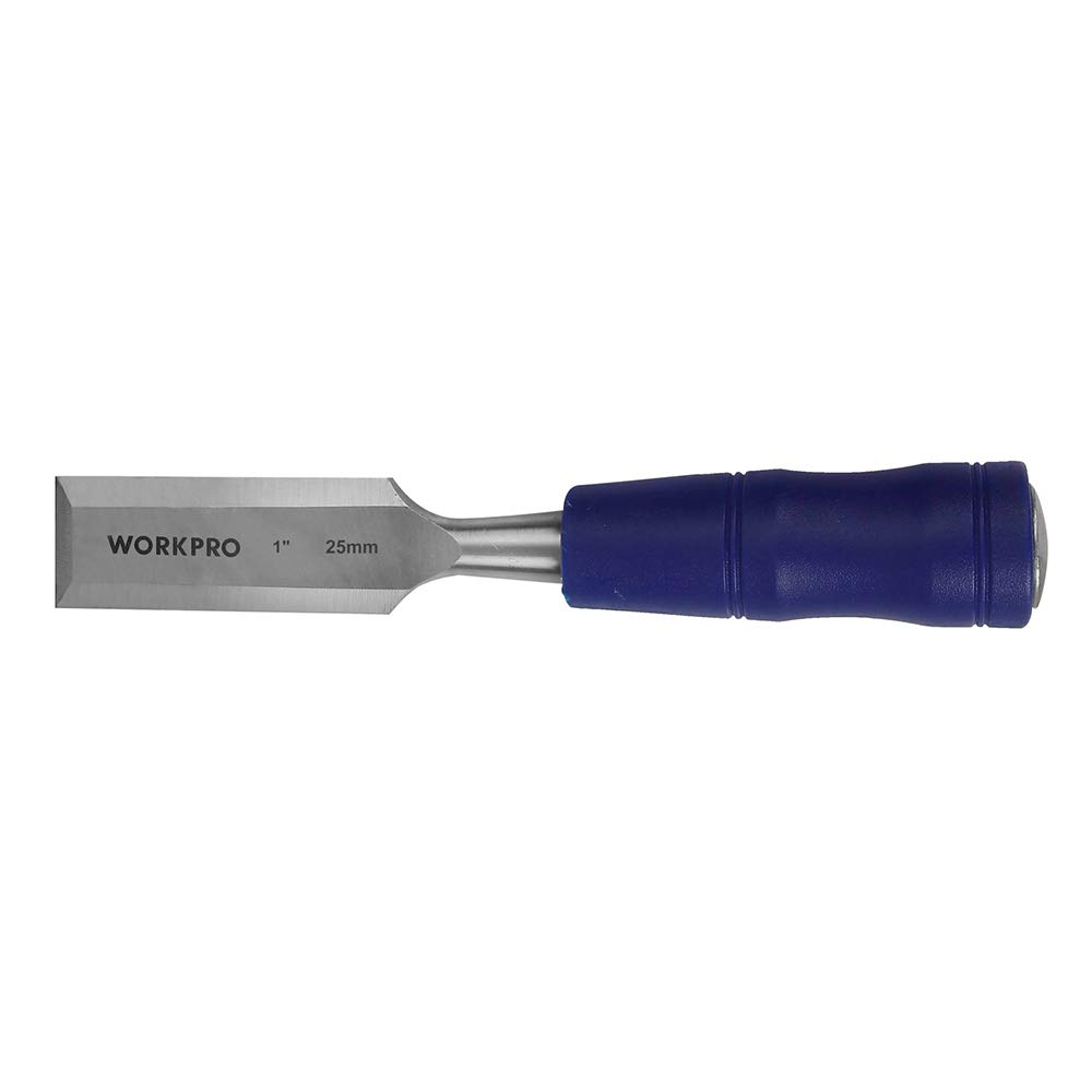 WORKPRO W043003 Wood Chisel, 1-In. Wide Blade, Hardened and Tempered Steel, Steel Caps, Blade Guards (Single Pack)