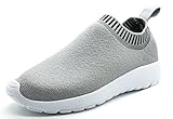 DREAM PAIRS 160486-W New Fashion Women's Lady easy walk Slip-on Light Weight Recreational Comfort loafer Shoes Sneakers GREY BLACK-SZ-8