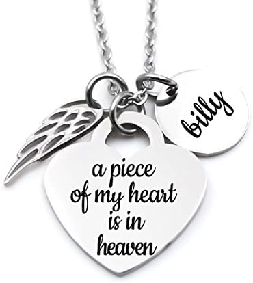 Memorial Jewelry, Stainless Steel Pendant, Necklace,A Piece of my Heart is in Heaven, Child loss, Loss of Loved One