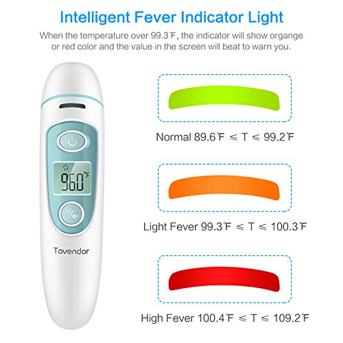 Tovendor Infant Baby Thermometer, Infrared Forehead and Ear Thermometer for Children and Adult with Accurate Instant Digital Reading, Medical Fever Alarm