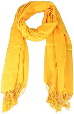 AASA Pashmina Shawl For Women Stylish Summer, Pashmina Shawl Stylish Summer Scarfs For Women, Yellow, 100 Gram, Pack Of 1 (11249)