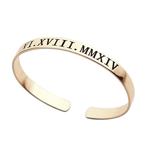 Roman Numeral Bracelet Personalized Cuff Bracelet Sterling Silver