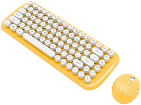 Wireless Keyboard Mouse Mini Candy Colored Round Punk Keyboard Mouse Combo for Windows Laptop Notebook Desktop Computer