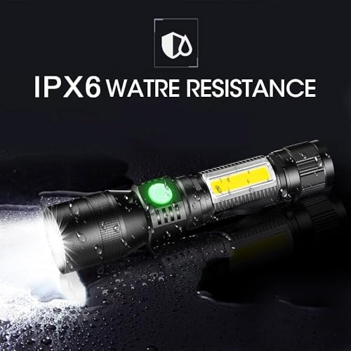 TERRIFI Scorpion Flashlight with Magnet - 3-in-1 Tactical UV 395nm Blacklight, Redlight, and Side Work Light, 1200 Lumen, Zoomable, 7 Modes, IPX6 Waterproof LED Torch, Ideal for Camping
