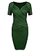 Finejo Women's Cross Front V Neck Ruched Dress Bodycon Pencil Wrap Dresses
