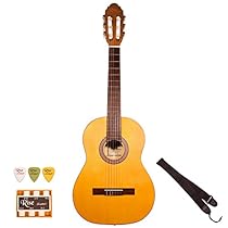 Rise by Sawtooth ST-RISE-CL-N Full Size Beginner's Acoustic Guitar with Accessories, Satin Gold Stain
