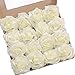 Ling's Moment Rose Artificial Flowers 16pcs Realistic Ivory Avalanche Roses with Stem for DIY Wedding Bouquets Centerpieces Floral Arrangements Decorations