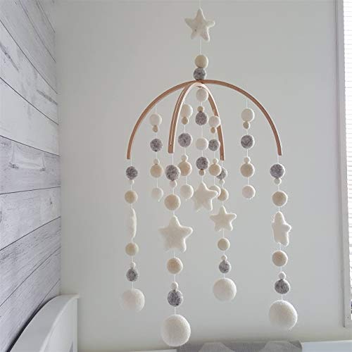 Baby Cot Mobile by Tik Tak Design Co – Felt Ball Mobile for Your Boy or Girl Babies Bed Room – 100% NZ Wool - Designer Colors to Match Your Nursery and Delight Your Child - Thumbnail 4