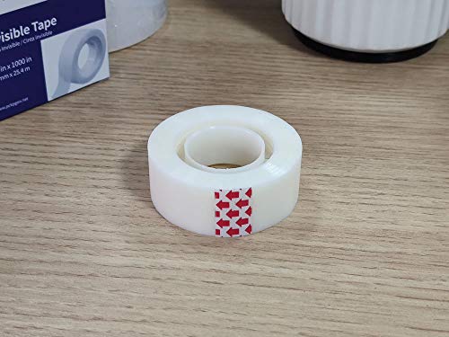 Transparent Tape Invisible Tape Clear Tape for Office Home School Use, 3/4 x 1000 Inches, Pack of 6, Boxed, Tape Refill for Dispenser, Frosted and Invisible on Paper, Great for Correction and labeling