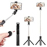 WONGYEAH Bluetooth Selfie Stick Tripod Extendable Selfie Stick with Wireless Remote for iPhone X/8/8 Plus/7/7 Plus/6S/Galaxy S9/S9 Plus/Note 8/S8/S8 Plus/Google Pixel & More (BLACK)