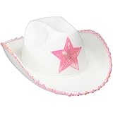 Rhode Island Novelty White Felt Cowgirl Hat with Pink Star | One Hat |