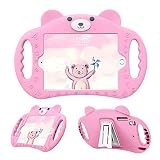 pzoz Case Compatible iPad Mini Case for Kids Shockproof Silicone Handle Stand Proof Boys Bear Cover for Apple iPad Mini 1st Generation Gen 7.9 1 2 3 4 Model A1432 A1455 A1489 A1490 A1538 (Pink)