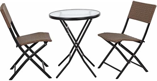 Black steel frame Folding construction Espresso 3Piece Bistro Set