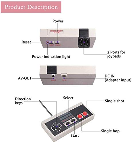 Classic Retro Game Console, AV Output NES Console Built-in 620 Classic Video Games for Kids Gift Birthday Gift - Image 2