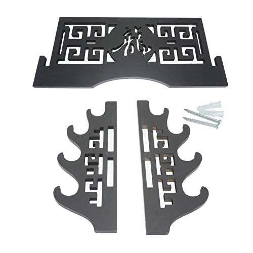 LZYC Sword Holder Wall Mount Samurai Sword Display Stand Sword Rack Hanger for Katana Wakizashi and Standard Swords Bushido 4layer - Thumbnail 3
