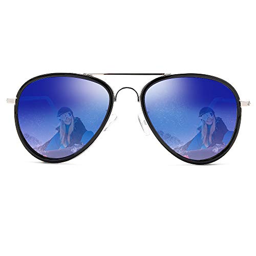 Classic Aviator Sunglasses for Women PARZIN Men Fashion Mirrored UV400 Eyewear, Metal Frame Shades PZ9506