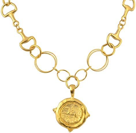 Susan Shaw Handcast Equestrian Horse-Bit Pendant Necklace, Gold Plated